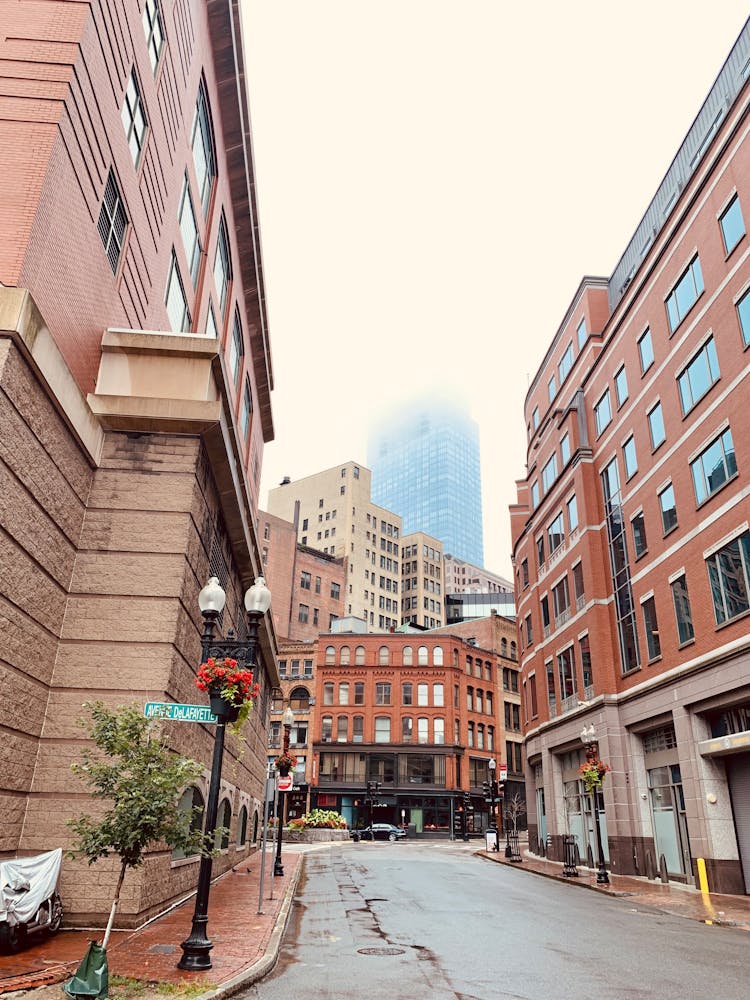 Brick Buildings On City Street