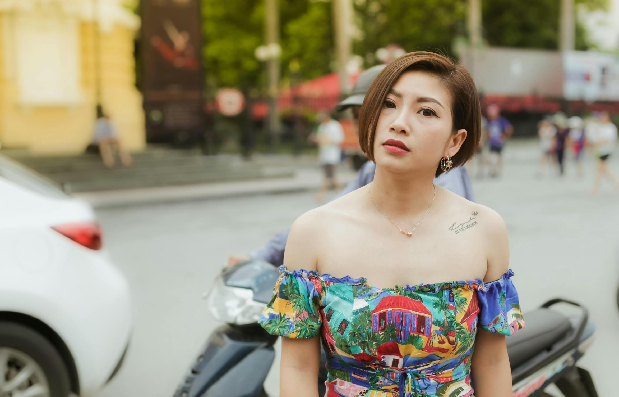Woman Wearing Off Shoulder Top