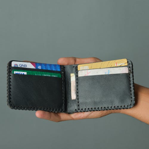Free Close Up Photo of a Black Leather Wallet Stock Photo
