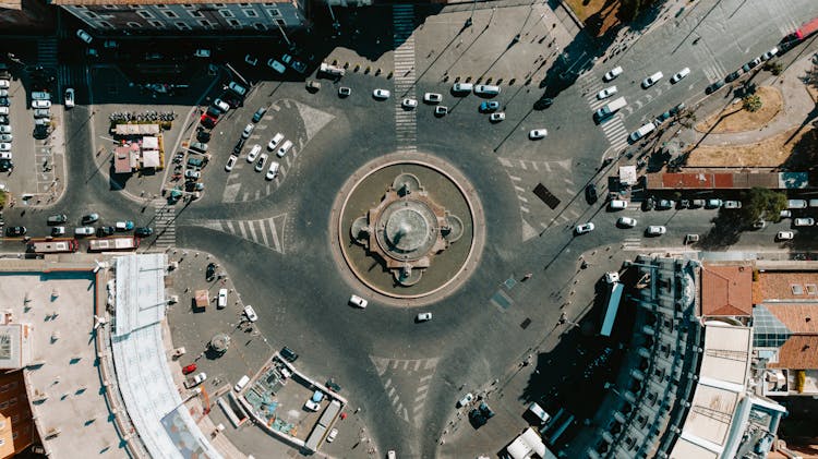 Top View Of A Traffic Circle