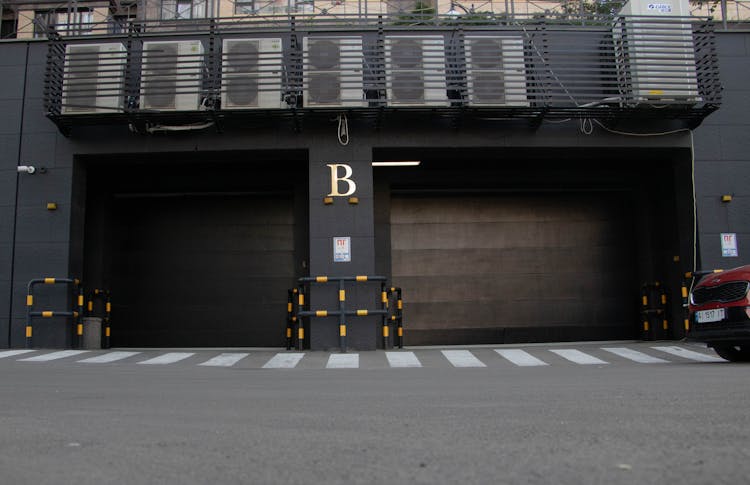 Zebra Crossing Near Garage Doors