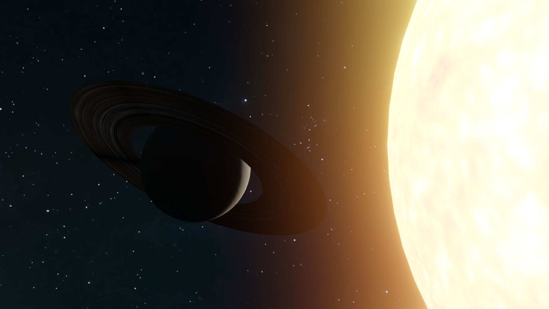 Una ilustración de un exoplaneta orbitando una estrella brillante