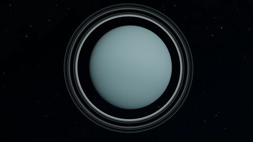 Free Captivating view of Uranus showcasing its distinct rings and celestial surroundings. Stock Photo