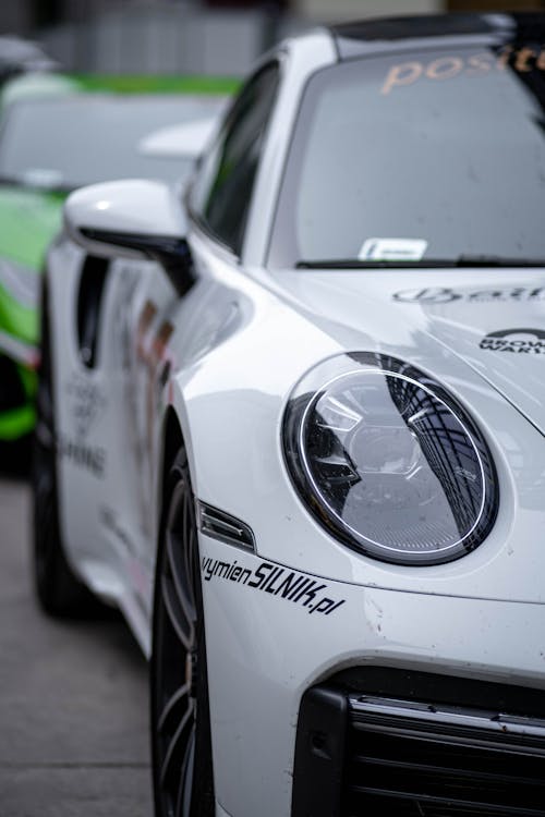 Close up of White Racing Car