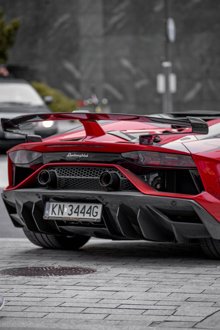 A Red Lamborghini Aventador