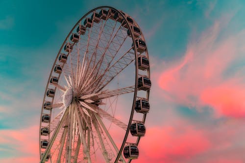 Free Ferris Wheel At Sunset Carnival State Fair Ride Stock Photo