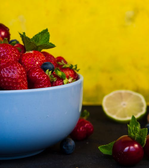 Fruits in Blue Bowl