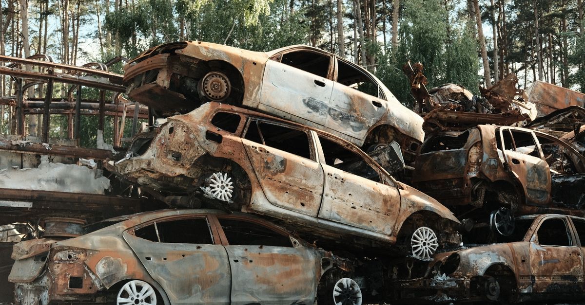Stacks Junk Cars in a Junkyard · Free Stock Photo