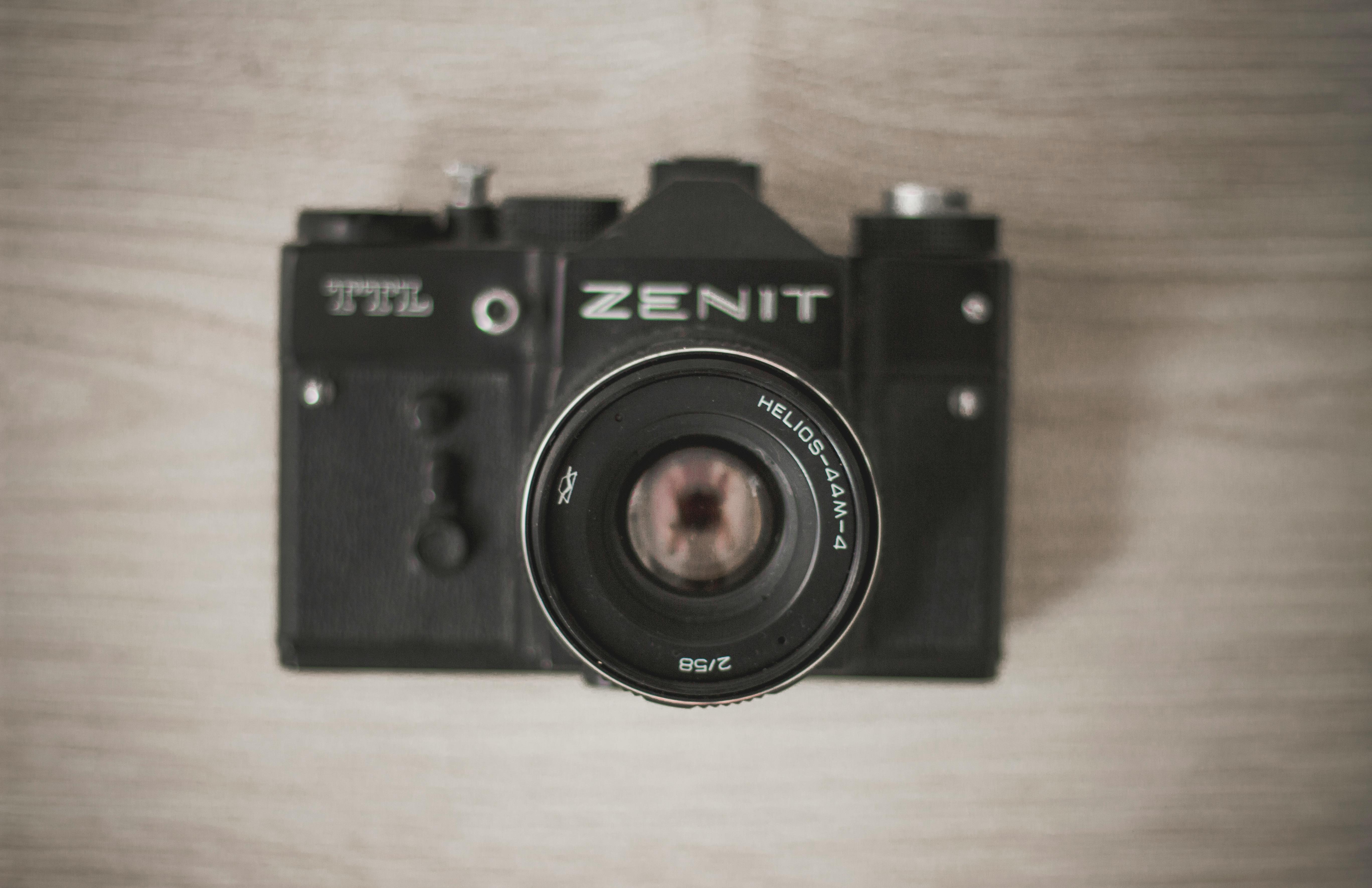 Flat Lay Photograph Of Black Zenit Camera Free Stock Photo