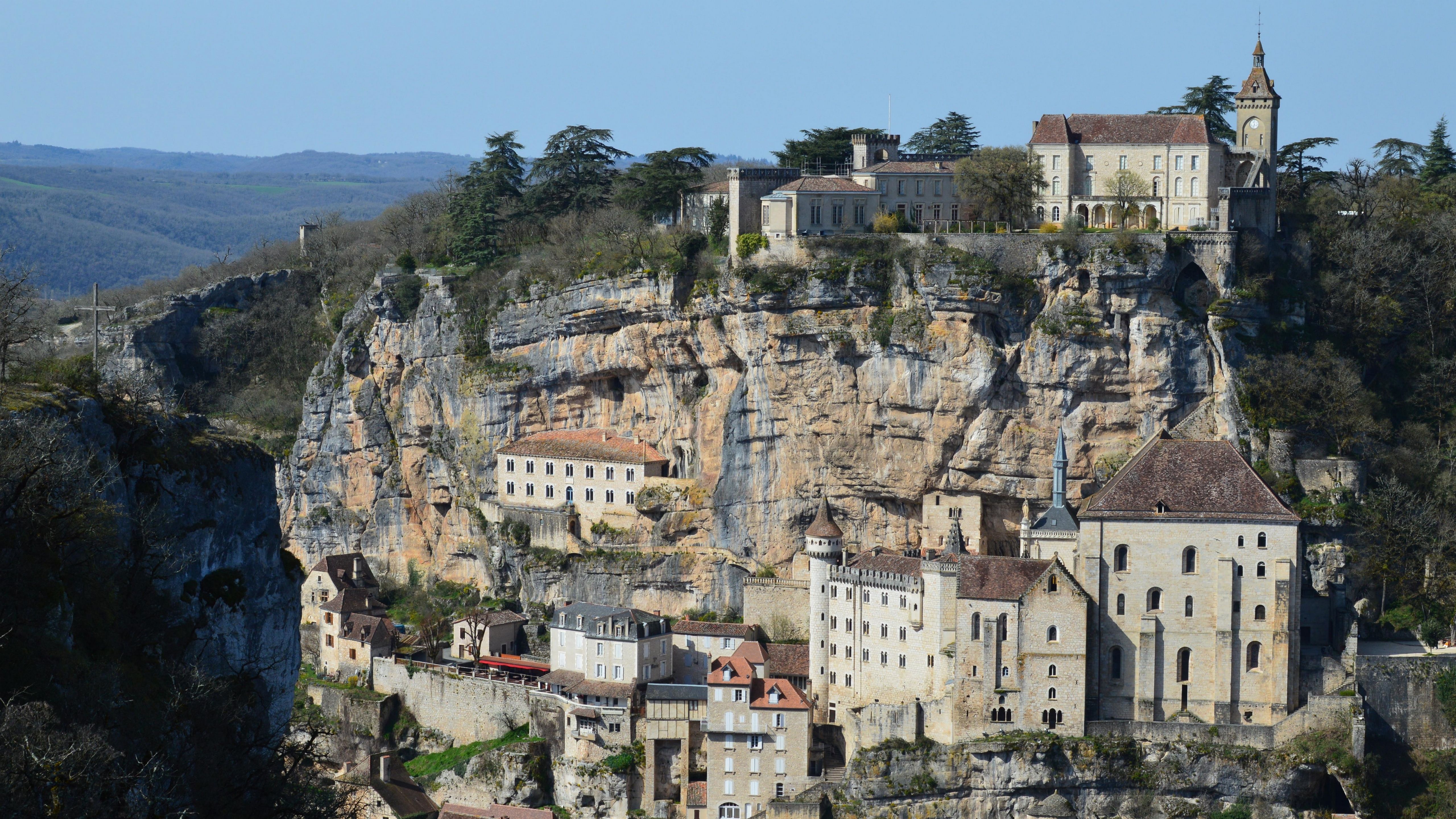 Beautiful view of the historical cliffside village of Rocamadour, France.