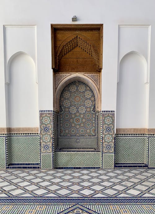 Ornate Designs of a Concrete Wall with Arches