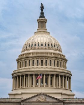 Exterior view of the US Capitol Dome in Washington, DC, showcasing its architectural grandeur.