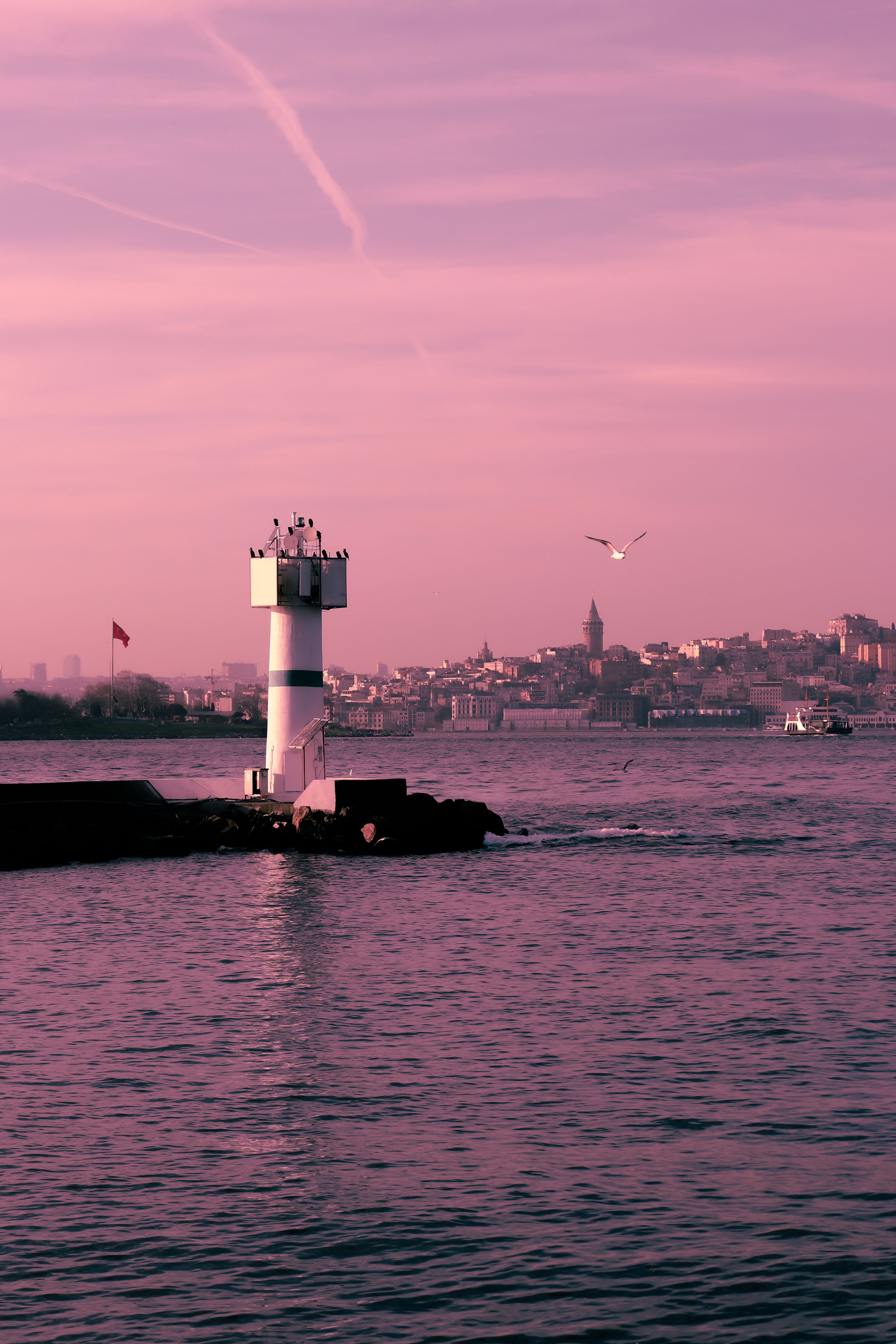 White and Black Lighthouse on Body of Water · Free Stock Photo