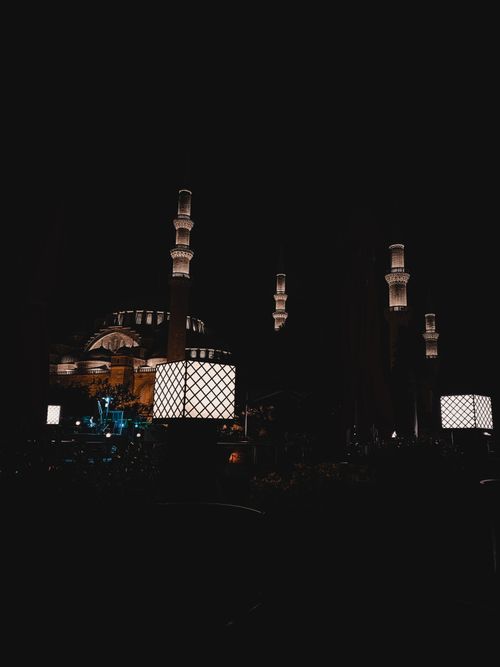 Free stock photo of city at night, light, mosque Stock Photo