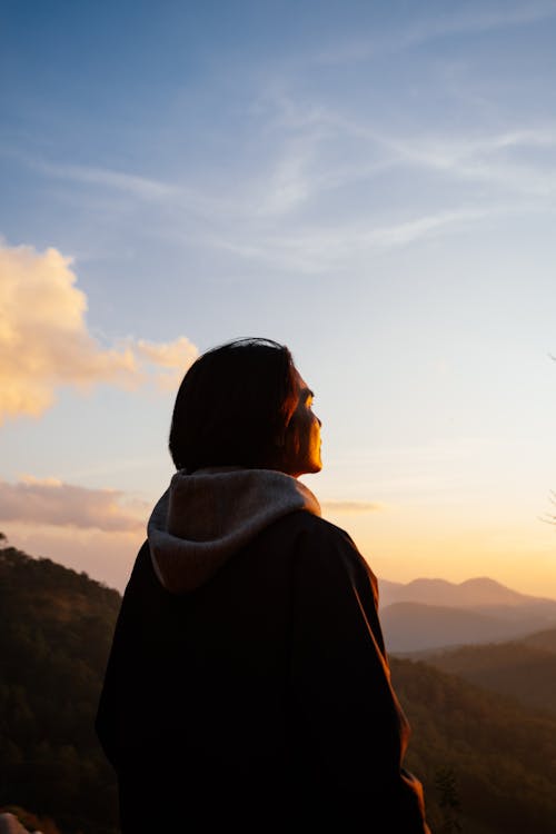 Silhouette of a Woman During Sunset