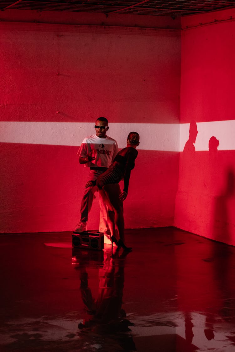 Man And Woman Dancing In Studio