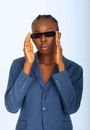 Man in Blue Suit Wearing Black Sunglasses
