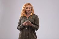 Smiling Woman with Blond Hair