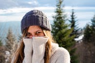 Woman Face in Hat and Sweater