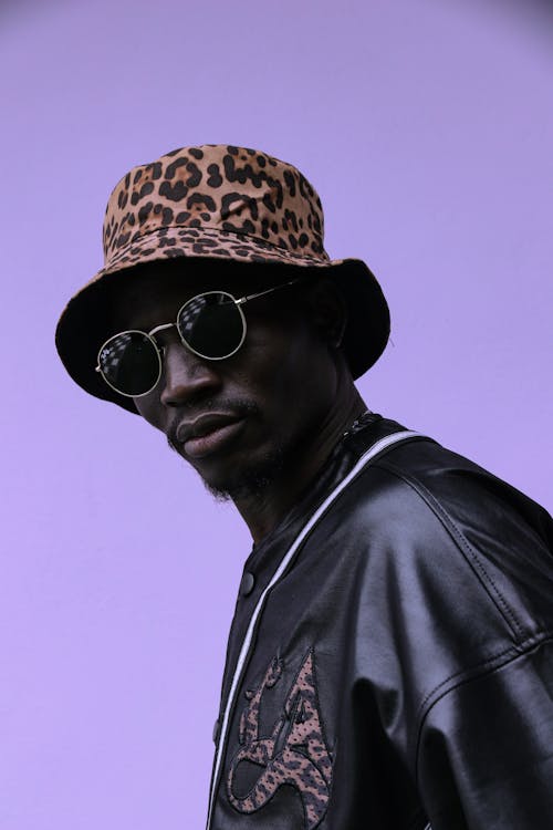 Man in Hat and Sunglasses and Black Leather Jacket