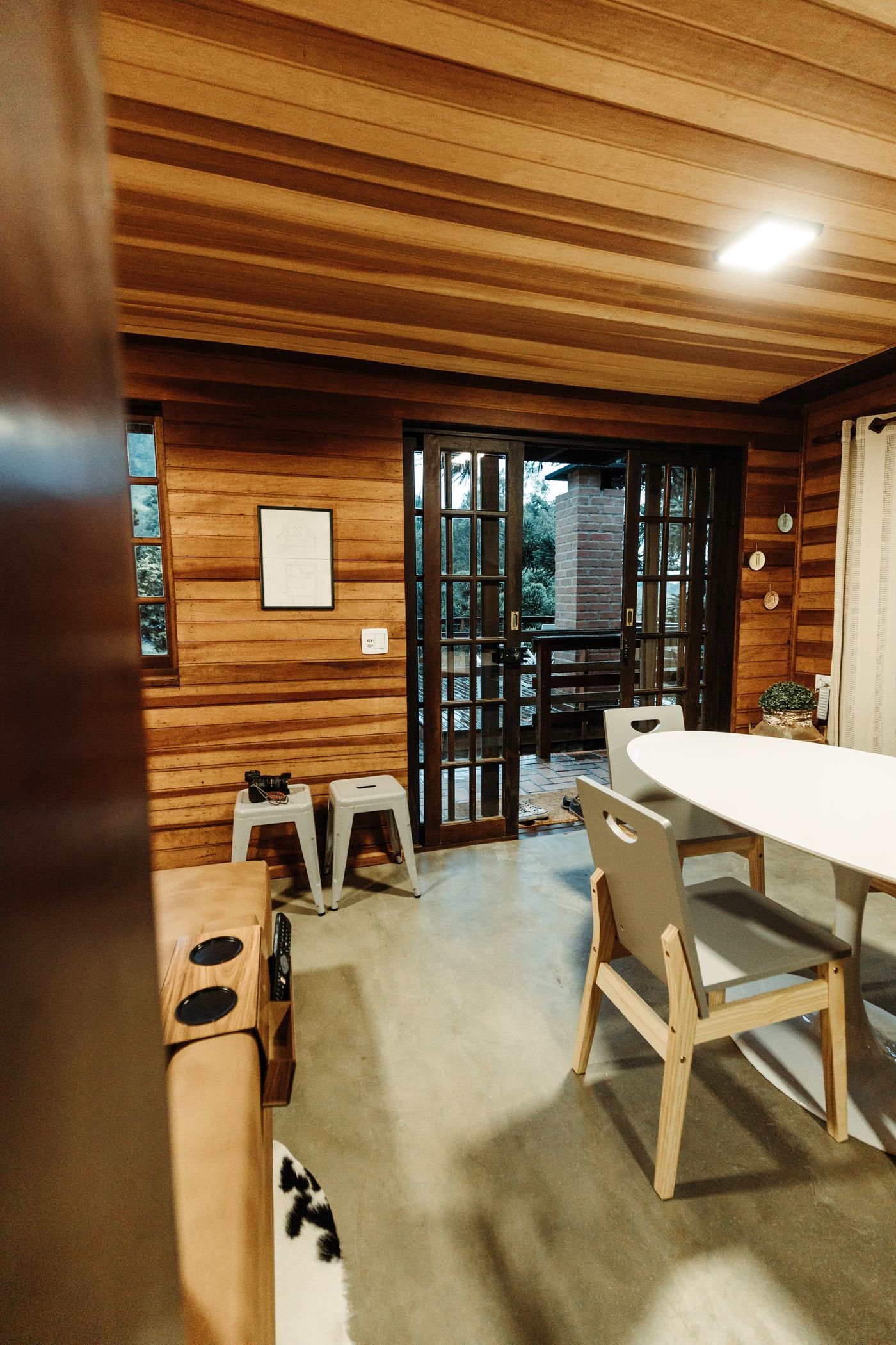 Modern home interior with large sliding glass doors