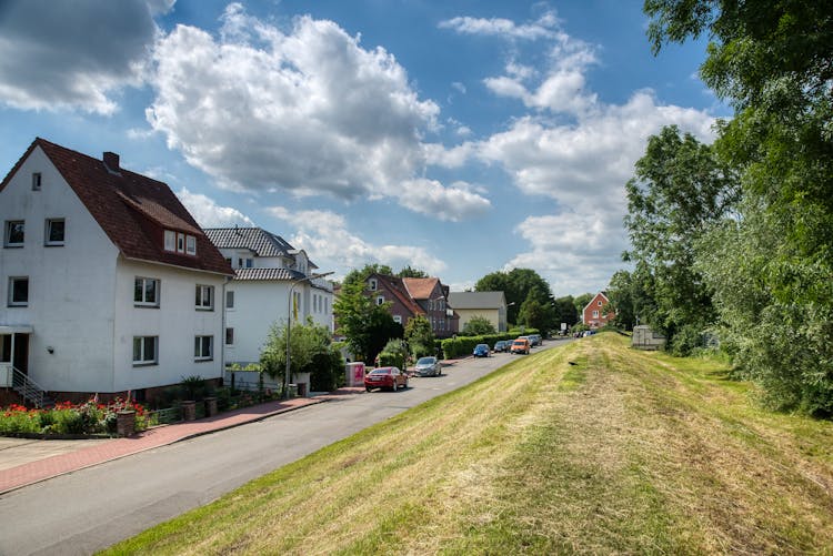 Row Of Concrete Houses Near The Road 