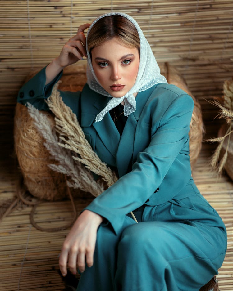 Woman In Shawl And Suit