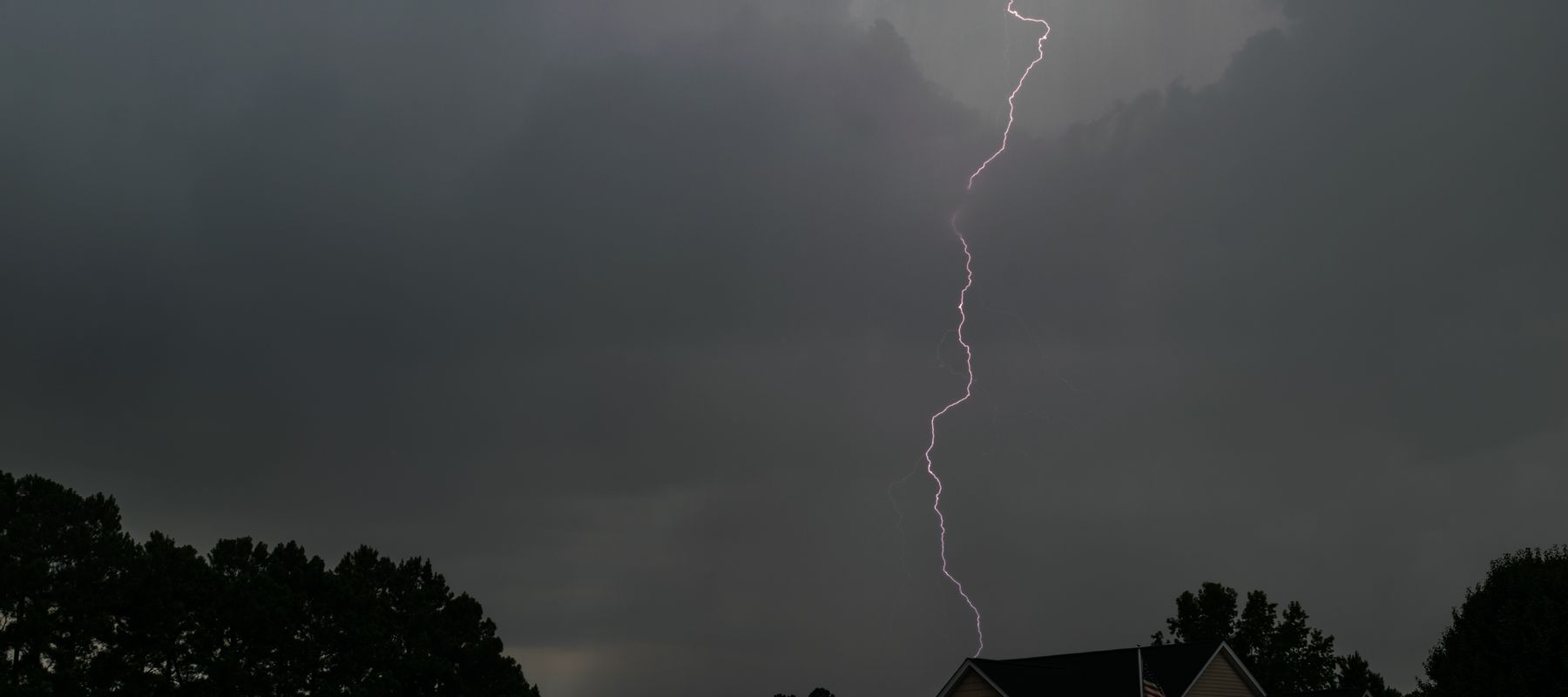 Lightning over suburban houses in North Carolina