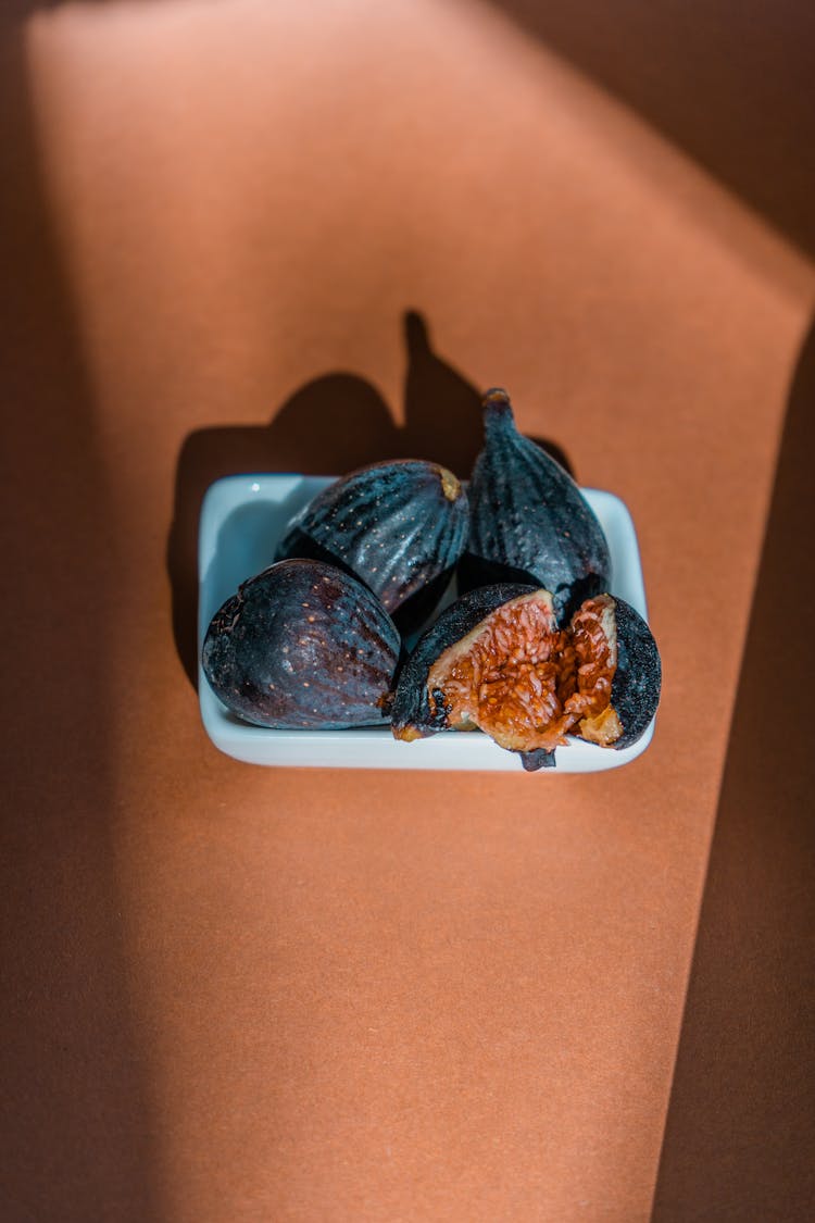 Figs Fruit On Orange Background 