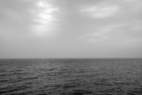 Grayscale Photo of the Sea