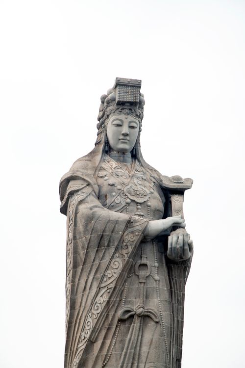Free A stunning view of the Mazu statue standing tall against a clear sky, showcasing intricate details and cultural significance. Stock Photo