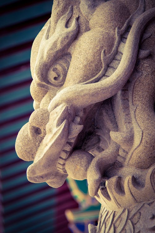 Closeup of a Carved Dragon Ornament