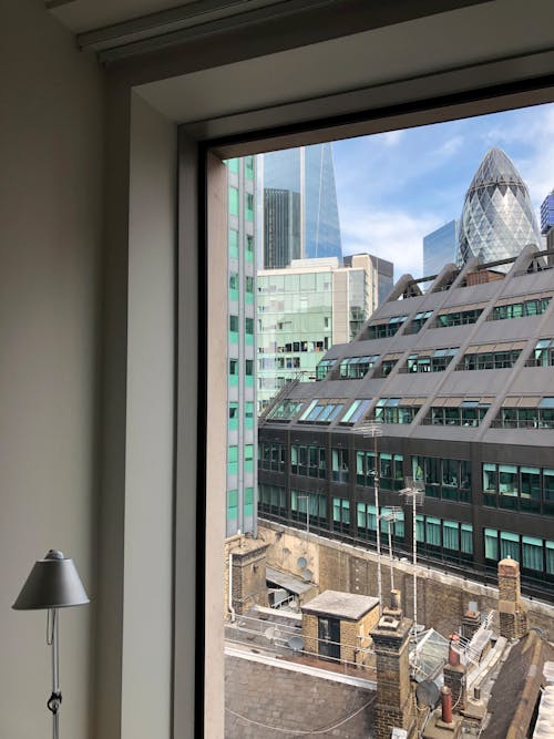 London Buildings behind Window