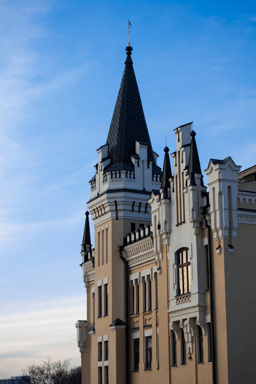 Castle of Richard Lionheart  in Kyiv, Ukraine Under Blue Sky