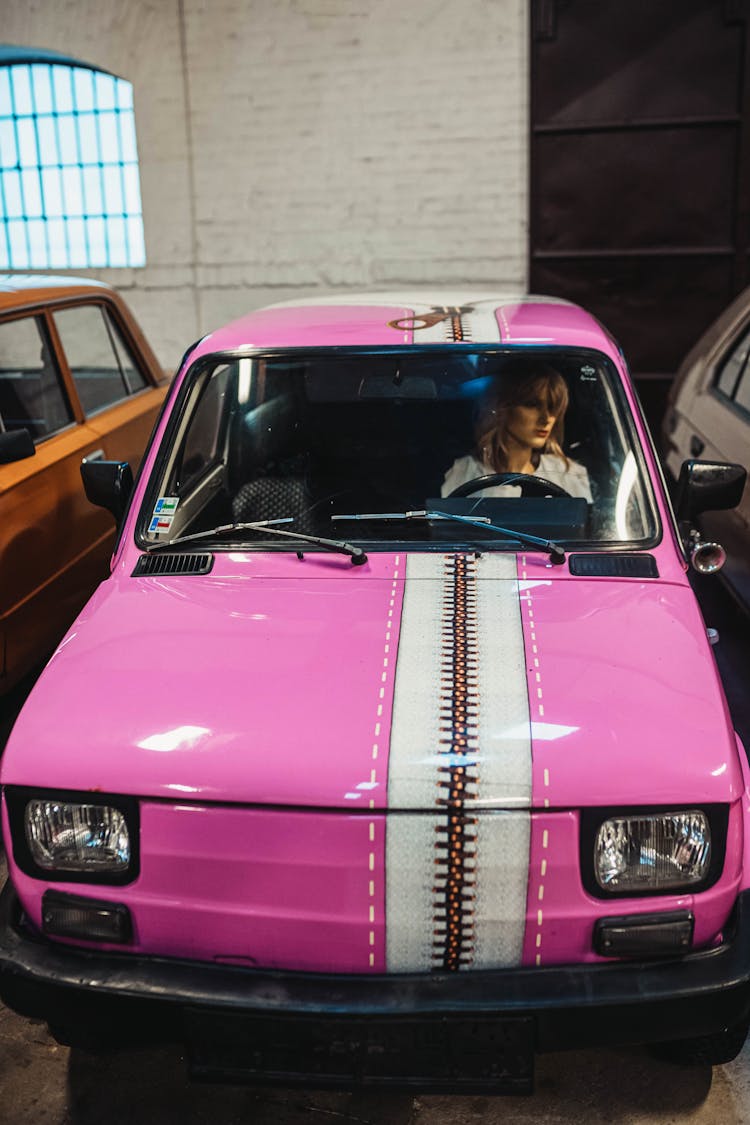 Woman In Pink FIAT 126p