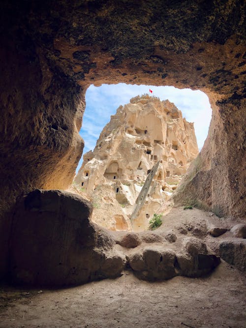 Uchisar Castle View from a Cave in Cappadocia