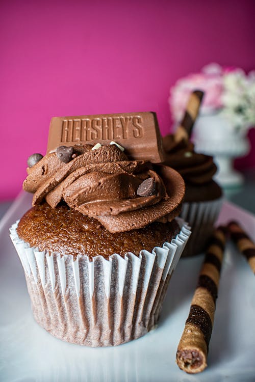 Close-up View of Chocolate Muffin