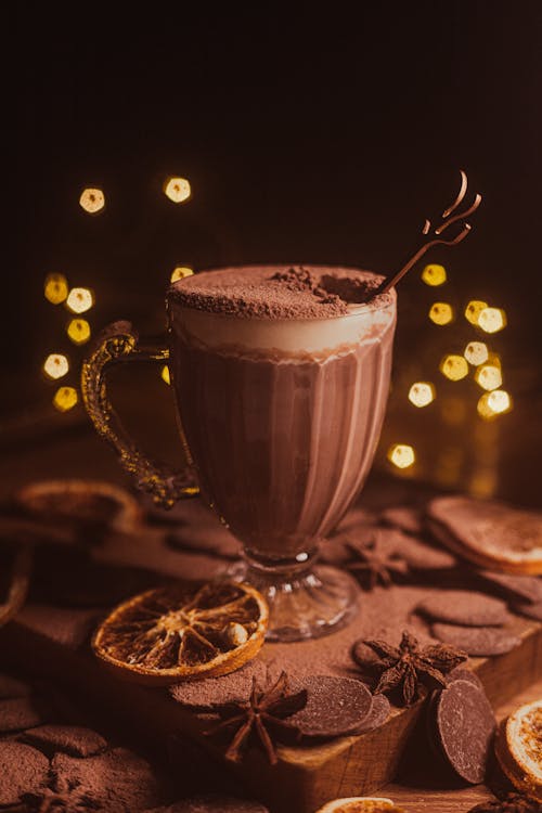 Free Glass of Coffee with Chocolate Stock Photo