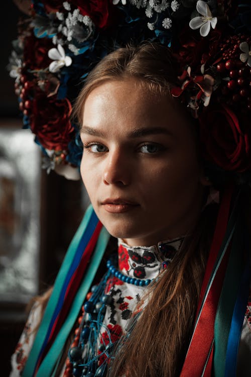 Blonde Woman in Traditional Clothing