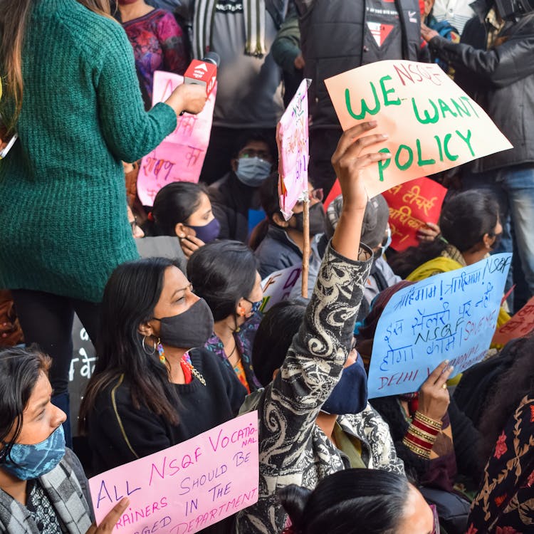 Women Wearing Face Masks Protesting 