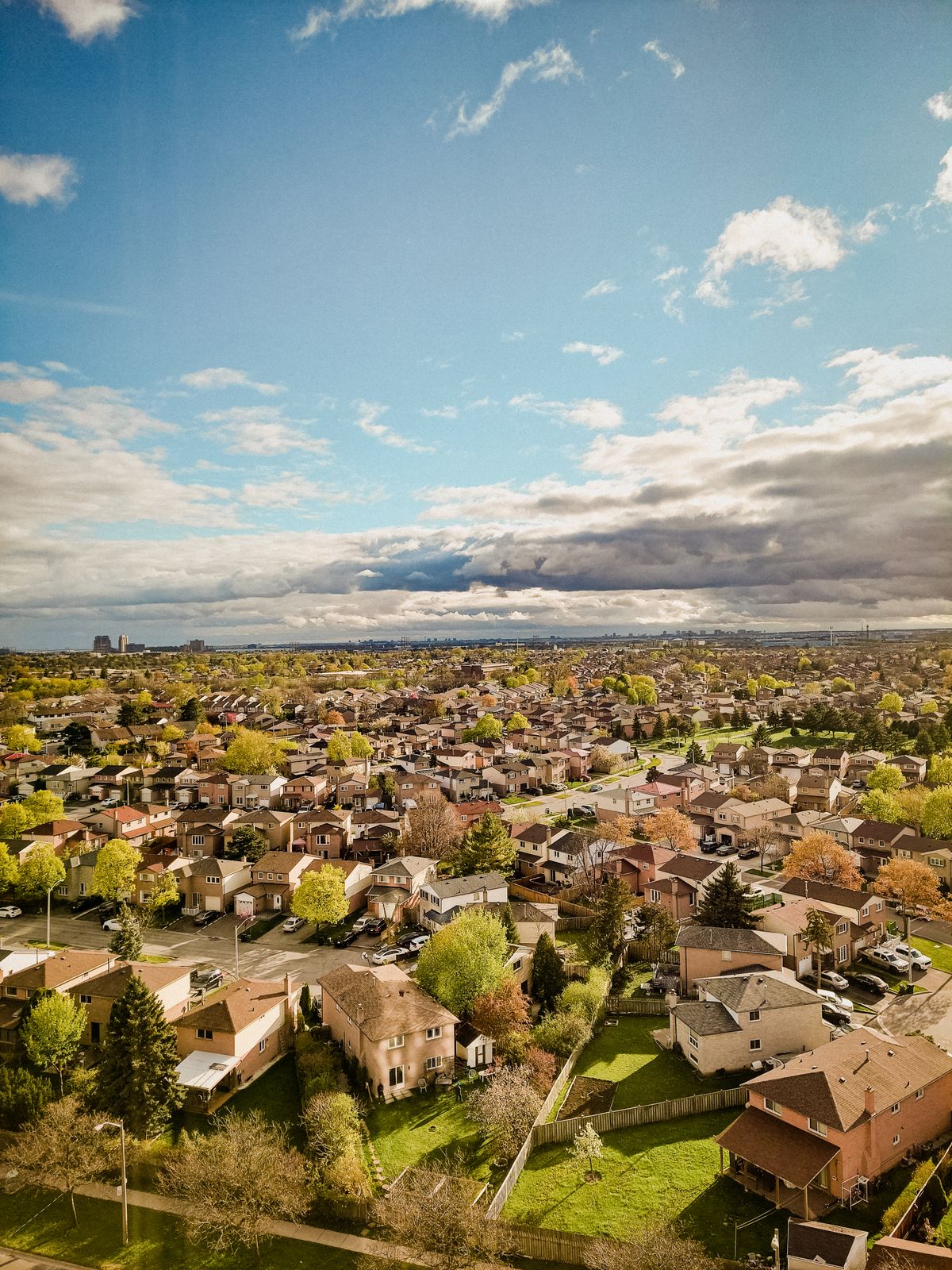 Aerial view of a Calgary residential neighbourhood