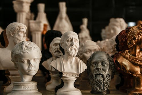 Assorted Ceramic Bust Heads in an Art Studio