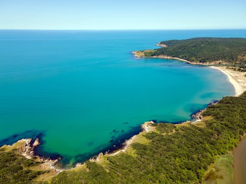 Aerial Shot of the Sea Near an Island