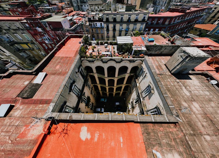 Aerial Shot Of A Building Courtyard