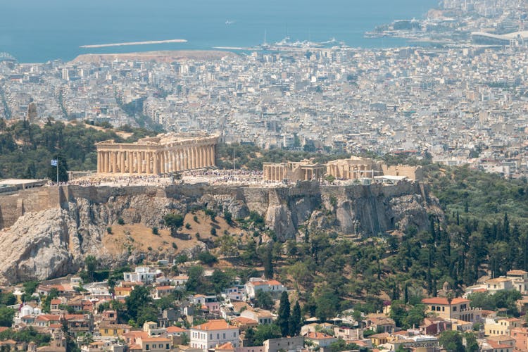 City Of Athens With View Of Parthenon A Historical Landmark