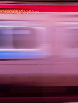 Blurred motion of a subway train in Istanbul, capturing speed and movement.