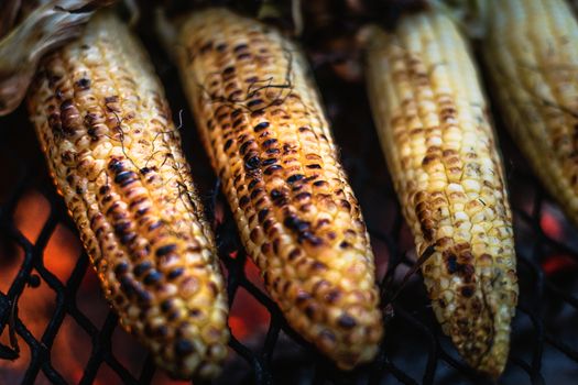 Crispy Bacon & Cheddar Corn on the Cob with Buttered Okra