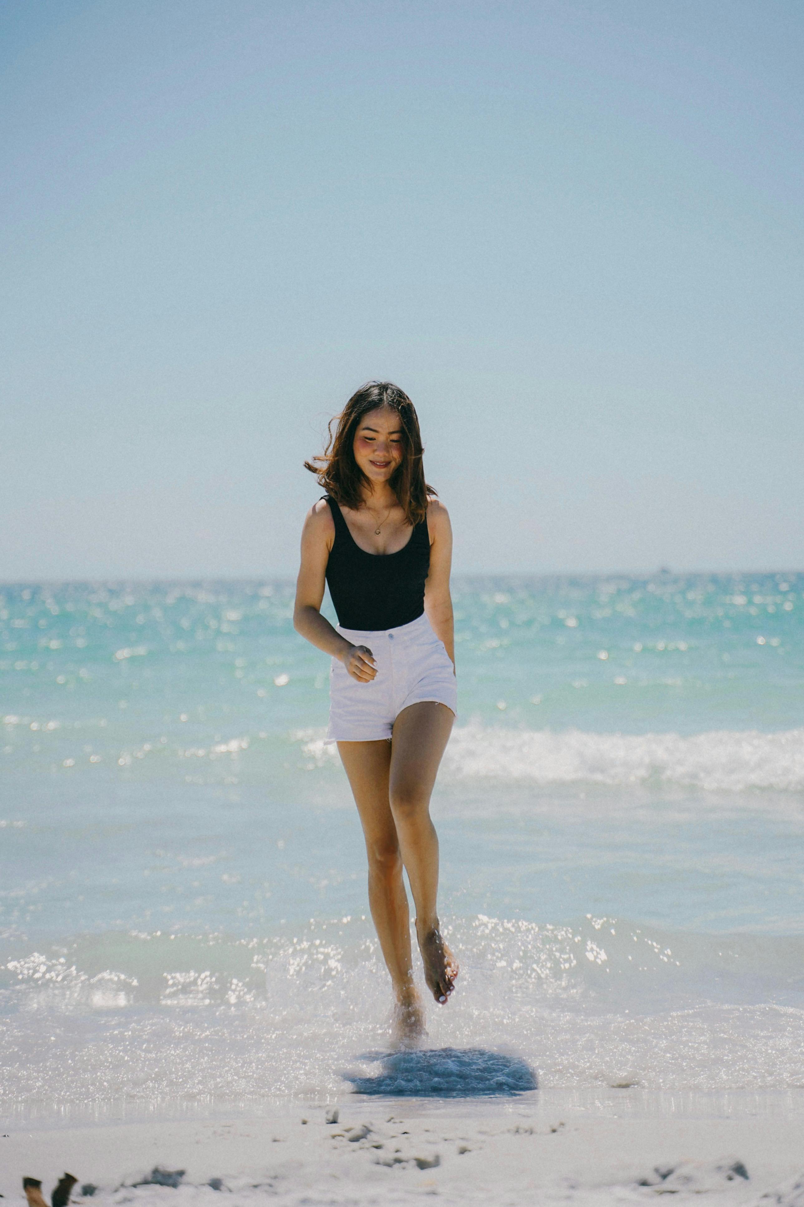 Girl running on sand stock image. Image of healthy, girl - 5850991