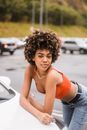 Young Woman Posing at Parking 