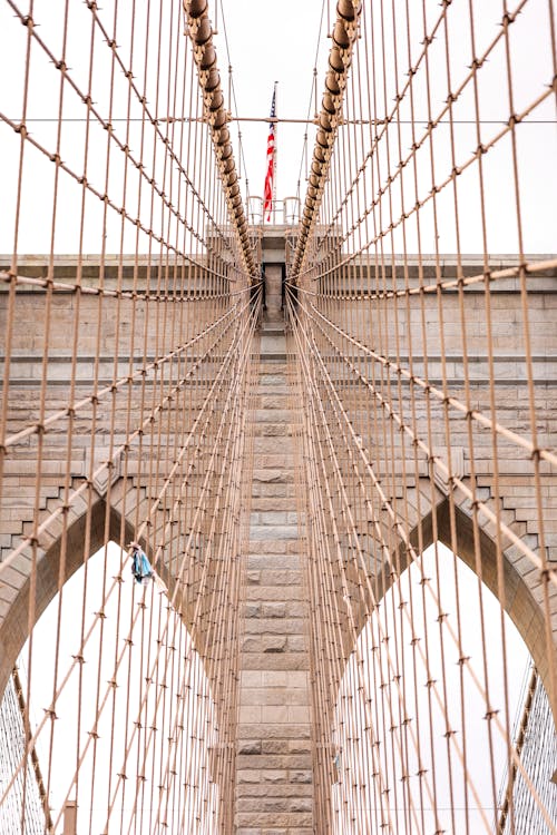 Fotobanka s bezplatnými fotkami na tému americká vlajka, Brooklyn, Brooklyn Bridge